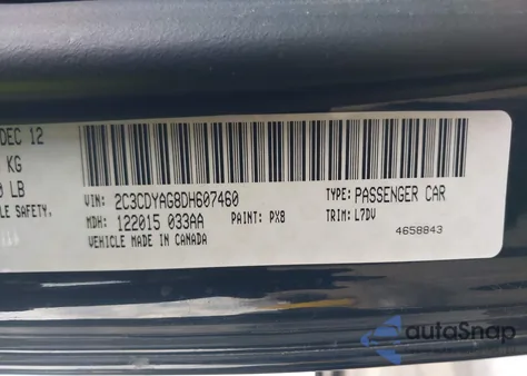 2013 Dodge Challenger Sxt from USA, damaged, VIN 2C3CDYAG8DH607460